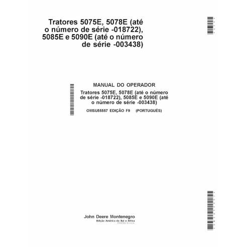 Manual do operador John Deere 5075E, 5078E, 5085E, 5090E trator pdf PT - John Deere manuais - JD-OMSU55557