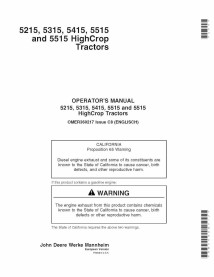 Manual do operador do trator John Deere 5215, 5315, 5415, 5515 pdf - John Deere manuais - JD-OMER360217