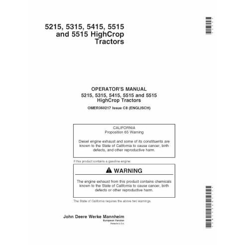 JD-OMER360217 Manual del operador del tractor John Deere 5215, 5315, 5415, 5515 (OMER360217)