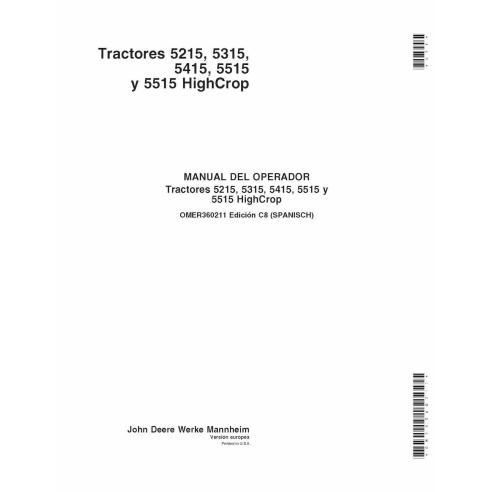 Manual do operador John Deere 5215, 5315, 5415, 5515 trator pdf ES - John Deere manuais - JD-OMER360211