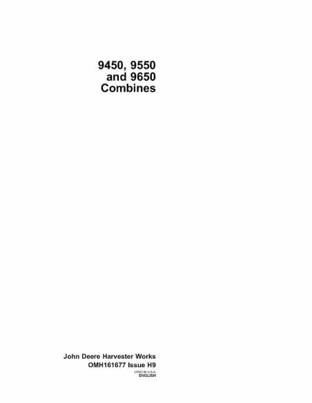 JD-OMH181677 John Deere 9450, 9550 and 9650 combine harvester operator's manual (OMH181677)