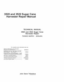 John Deere 3520, 3522 colhedora de cana-de-açúcar pdf manual técnico de reparo PT - John Deere manuais