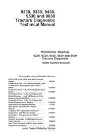 TM2254 John Deere 9230, 9330, 9430, 9530, 9630 tractor diagnostic technical manual (TM2254)
