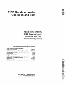 TM1537 Manual técnico de operación y prueba de la retroexcavadora John Deere 710D (TM1537)