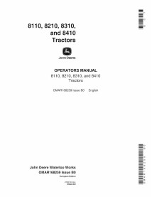 Manuel d'utilisation pdf du tracteur John Deere 8110, 8210, 8310, 8410 - John Deere manuels - JD-OMAR168259