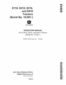 Manuel d'utilisation pdf du tracteur John Deere 8110, 8210, 8310, 8410 - John Deere manuels - JD-OMAR178323