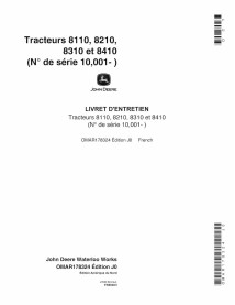 Manuel de l'opérateur pour tracteur John Deere 8110, 8210, 8310, 8410 pdf FR - John Deere manuels - JD-OMAR178324