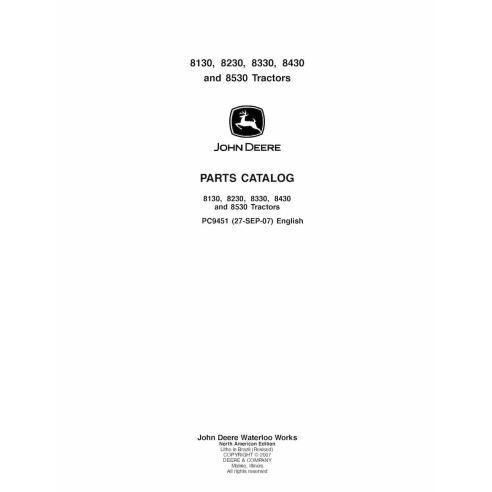 John Deere 8130, 8230, 8330, 8430, 8530 tracteur pdf catalogue de pièces - John Deere manuels - JD-PC9451-PC
