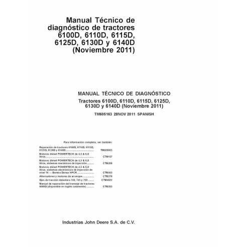 John Deere 6100D, 6110D, 6115D, 6125D, 6130D, 6140D trator pdf manual técnico de diagnóstico ES - John Deere manuais - JD-TM6...
