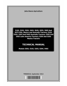 John Deere 5103, 5203, 5303, 5403, 5045, 5055, 5065 tracteur manuel technique de réparation pdf ES - John Deere manuels - JD-...