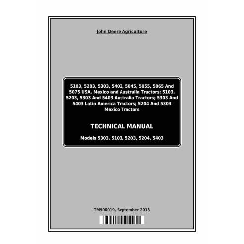 John Deere 5103, 5203, 5303, 5403, 5045, 5055, 5065 trator pdf manual técnico de reparo ES - John Deere manuais - JD-TM900019...