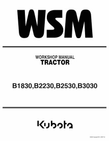 Kubota B1830, B2230, B2530, B3030 tracteur manuel d'atelier pdf - Kubota manuels - KUBOTA-9Y111-00031