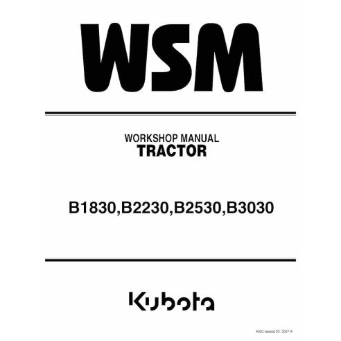 Kubota B1830, B2230, B2530, B3030 tracteur manuel d'atelier pdf - Kubota manuels - KUBOTA-9Y111-00031