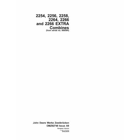 John Deere 2254, 2256, 2258, 2264, 2266 manual del operador de la cosechadora - John Deere manuales - JD-300101