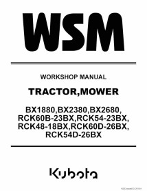 Kubota BX1880, BX2380,BX2680, RCK60B-23BX, RCK54-23BX, RCK48-18BX, RCK60D-26BX, RCK54D-26BX tracteur pdf manuel d'atelier - K...