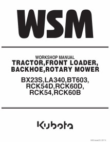 Kubota BX23S, LA340,BT603, RCK54D, RCK60D, RCK54, RCK60B manual de taller del tractor pdf - Kubota manuales