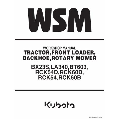 Kubota BX23S, LA340,BT603, RCK54D, RCK60D, RCK54, RCK60B tractor pdf workshop manual  - Kubota manuals - KUBOTA-9Y111-16500