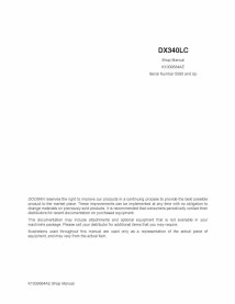 Manual da loja da escavadeira Doosan DX340LC pdf - Doosan manuais