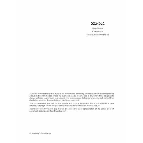 Manual da loja da escavadeira Doosan DX340LC pdf - Doosan manuais - DOOSAN-K1009684AE