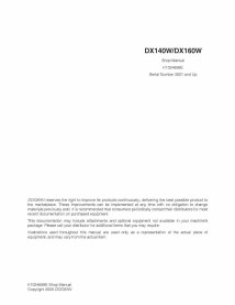Manual de loja pdf da escavadeira Doosan DX140W, DX160W - Doosan manuais