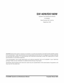 Manual de operación y mantenimiento de la excavadora Doosan DX140W, DX160W en pdf - Doosan manuales