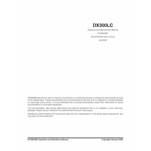 Doosan DX300LC excavatrice pdf manuel d'utilisation et d'entretien - Doosan manuels - DOOSAN-K1006408E