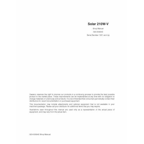 Doosan 210W-V pelle manuel d'atelier pdf - Doosan manuels - DOOSAN-023-00064E