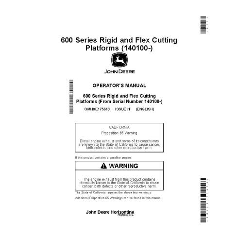Manual do operador da plataforma de corte John Deere Série 600 pdf - John Deere manuais - JD-OMHXE175613-EN
