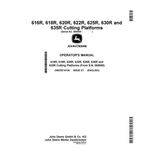 JD-OMDXE10126 John Deere 616R, 618R, 620R, 622R, 625R, 630R and635R cutting platform operator's manual (OMDXE10126)