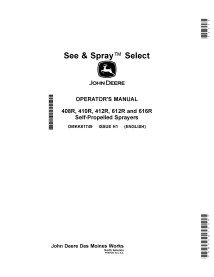 John Deere 408R, 410R, 412R, 612R and 616R self-propelled sprayer pdf operator's manual  - John Deere manuals - JD-OMKK81749-EN