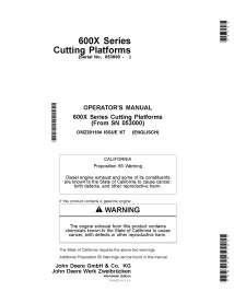 John Deere 600X Series plate-forme de coupe pdf manuel de l'opérateur - John Deere manuels - JD-OMZ201104-EN