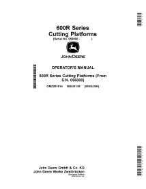 John Deere 600R Series plate-forme de coupe pdf manuel de l'opérateur - John Deere manuels - JD-OMZ201614-EN