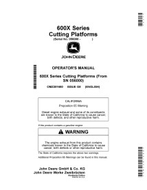 John Deere 600R Series edición G8 plataforma de corte pdf manual del operador - John Deere manuales - JD-OMZ201680-EN