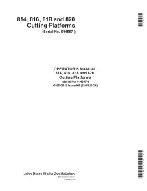 John Deere 814, 816, 818 and 820 Issue K6 cutting platform pdf operator's manual  - John Deere manuals - JD-OMZ92510-EN