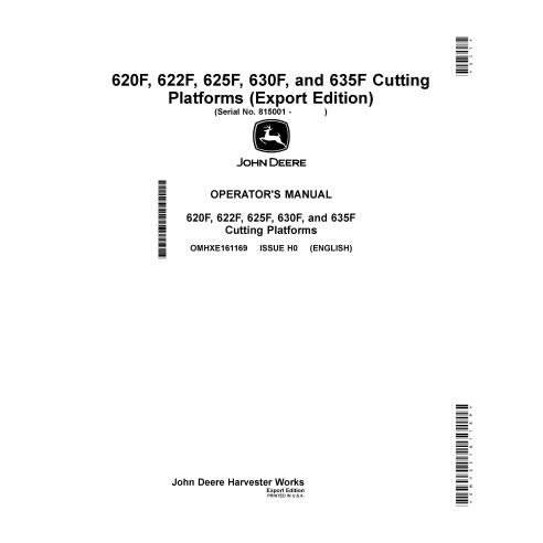 John Deere 620F, 622F, 625F, 630F, and 635F cutting platform pdf operator's manual  - John Deere manuals - JD-OMHXE161169-EN
