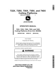 John Deere 722X, 725X, 730X, 735X et 740X plate-forme de coupe pdf manuel de l'opérateur - John Deere manuels - JD-OMDXE11042-EN