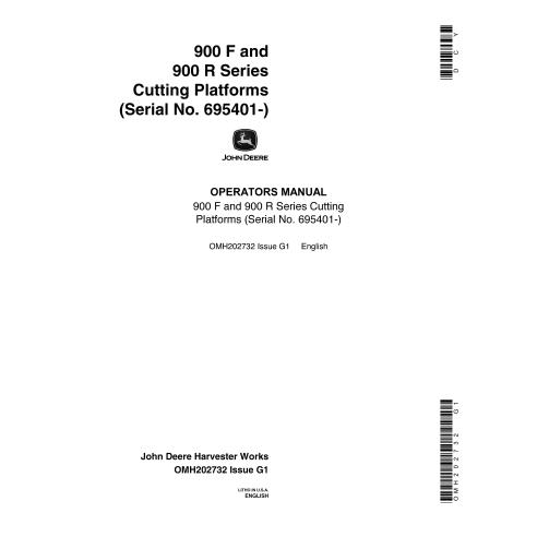 Manual do operador da plataforma de corte John Deere série 900F e 900R pdf - John Deere manuais - JD-OMH202732-EN