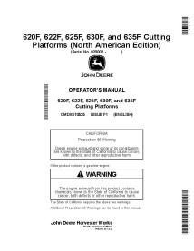 John Deere 620F, 622F, 625F, 630F e 635F edição F1 plataforma de corte pdf manual do operador - John Deere manuais - JD-OMDXE...