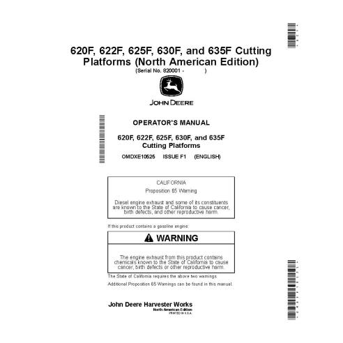 John Deere 620F, 622F, 625F, 630F e 635F edição F1 plataforma de corte pdf manual do operador - John Deere manuais - JD-OMDXE...