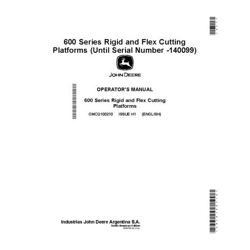 Manual do operador da plataforma de corte John Deere Série 600 pdf - John Deere manuais - JD-OMCQ100210-EN
