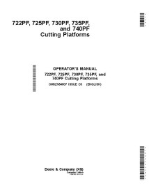 JD-OM5ZN54607 Manual do operador da plataforma de corte John Deere 722PF, 725PF, 730PF, 735PF e 740PF (OM5ZN54607)