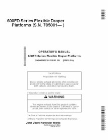 JD-OMHXE90219 John Deere 600FD Series - 630FD, 635FD, 640FD, 645FD draper header operator's manual (OMHXE90219)