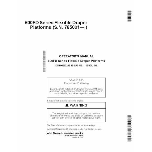 JD-OMHXE90219 Manual do operador da plataforma de corte John Deere Série 600FD - 630FD, 635FD, 640FD, 645FD (OMHXE90219)
