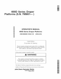 John Deere 600D Series - 625D, 630D, 635D, 640D draper header pdf operator's manual  - John Deere manuals - JD-OMHXE89989-EN