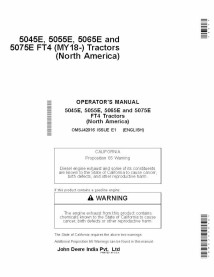JD-OMSJ42016 Manuel d'utilisation du tracteur John Deere 5045E, 5055E, 5065E et 5075E FT4 (MY18-) (OMSJ42016)