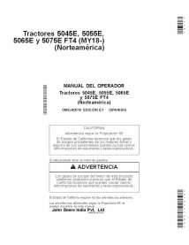 John Deere 5045E, 5055E, 5065E e 5075E FT4 (MY18-) trator pdf manual do operador ES - John Deere manuais - JD-OMSJ42018-ES