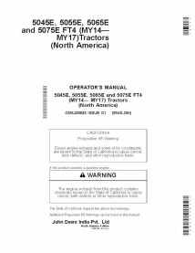 John Deere 5045E, 5055E, 5065E et 5075E FT4 (MY14-MY17) manuel d'utilisation du tracteur pdf - John Deere manuels