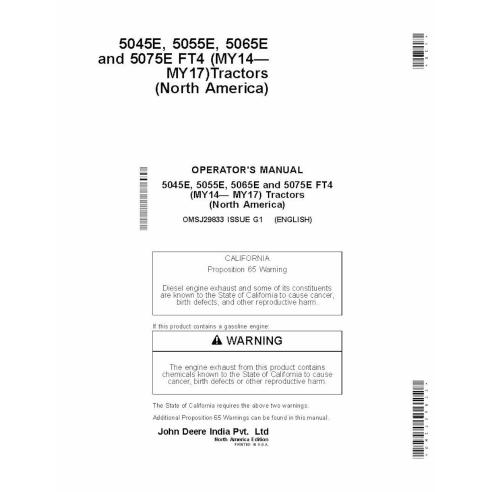 John Deere 5045E, 5055E, 5065E e 5075E FT4 (MY14-MY17) trator pdf manual do operador - John Deere manuais - JD-OMSJ29833-EN