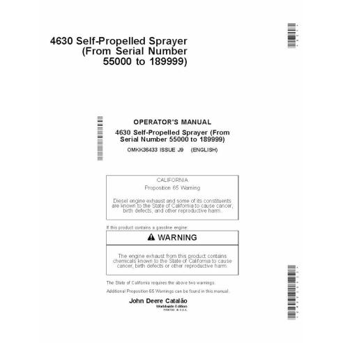 JD-OMKK36433 Manual do operador do pulverizador autopropelido John Deere 4630 (OMKK36433)