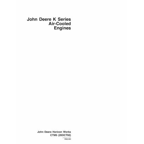 John Deere K Series Air-Cooled Engines engine pdf repair technical manual  - John Deere manuals - JD-CTM5-EN
